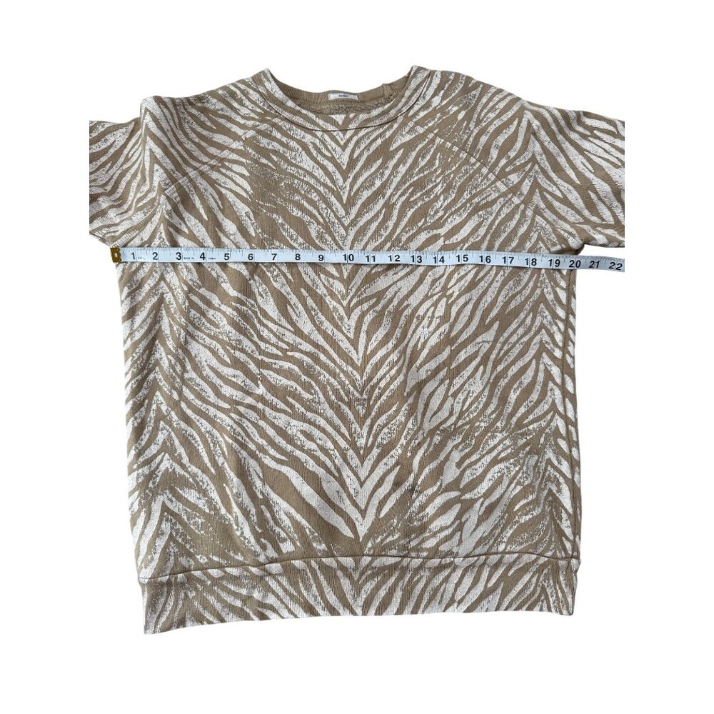 Mother Hugger Sweatshirt Zebra Print Long Sleeve Beige & Cream Womens Size S - Picture 8 of 10